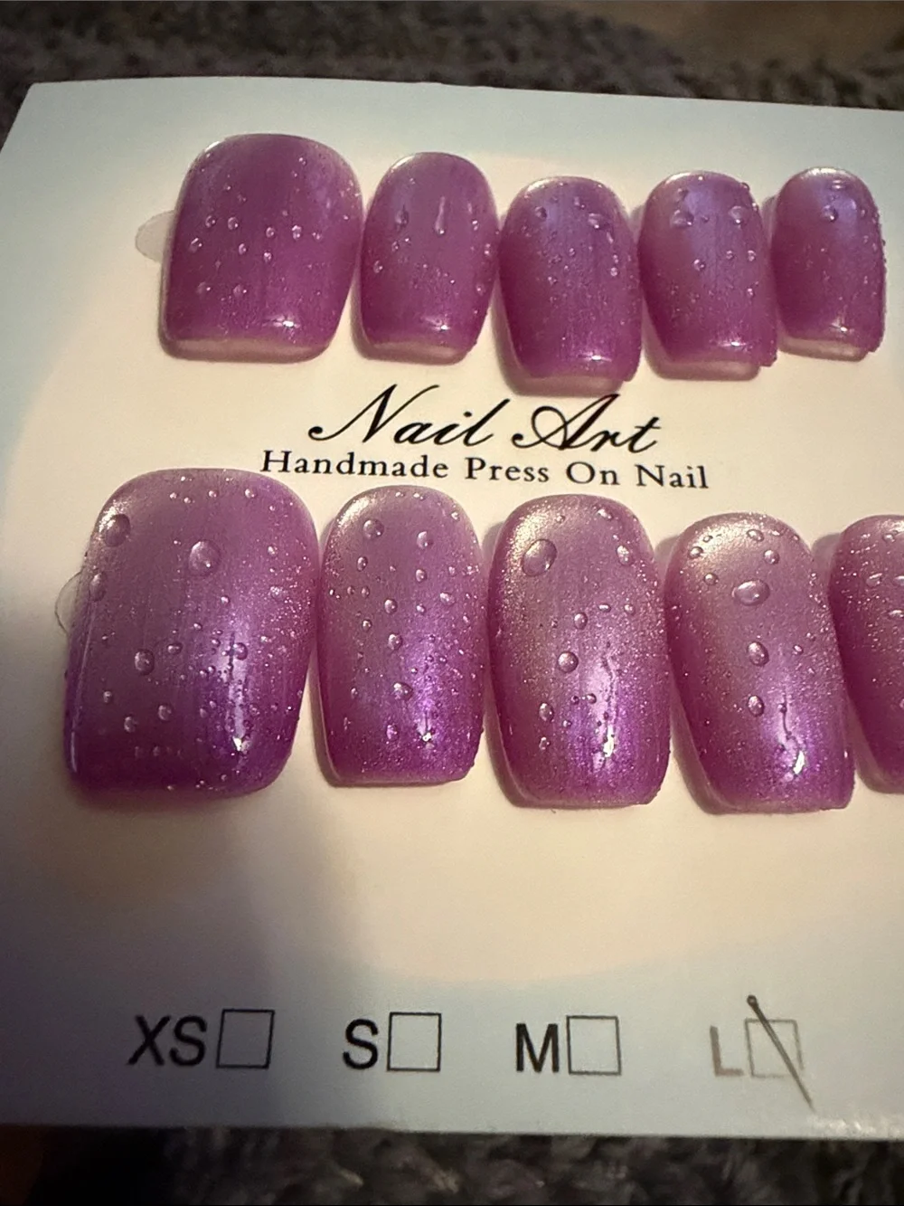 Handmade Press-On Nails - Cateye Lavender Pink